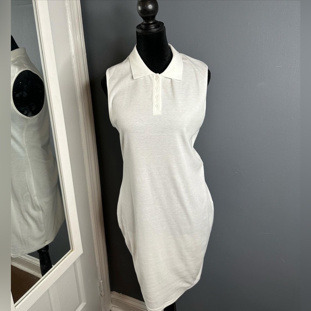 White ribbed tennis dress